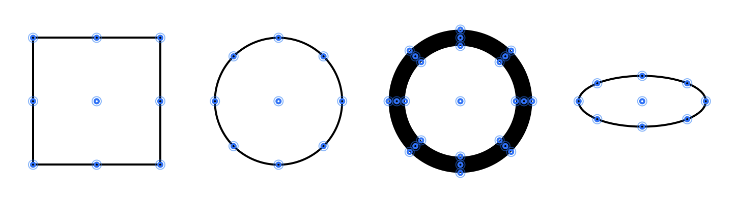 Geometric snap points shown on several objects.